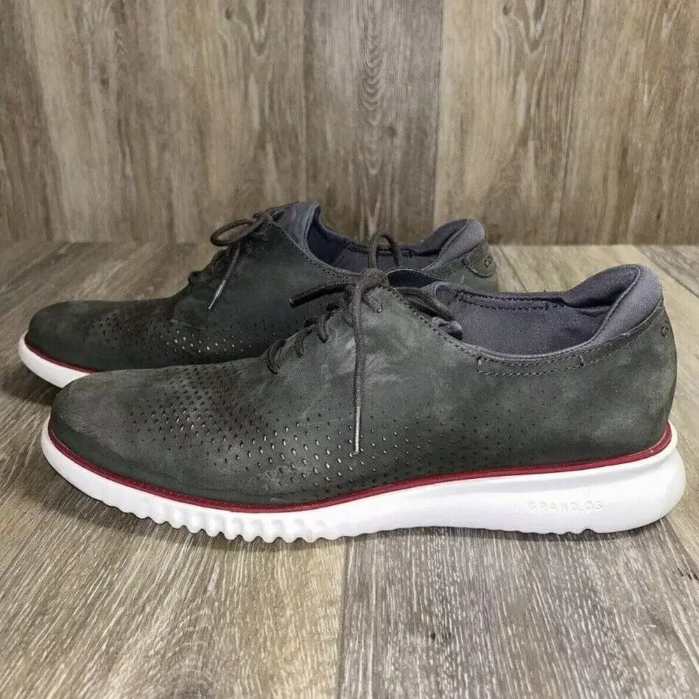 Cole Haan 2.ZeroGrand Laser Wingtip Oxford Gray Shoes C26036 Mens US Size 11.5
